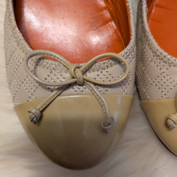 Cole Haan Air Tali Bow Tan Leather & Patent Cap-Toe Wedge - Picture 7 of 8
